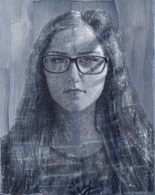 Katerina, akryl na vyparane riflovine, 95x75cm