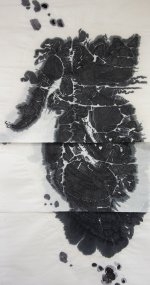 Vrstvy II., 100x180cm, 2018, komb.tisk na čínském rýžovém papíře