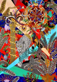Čas leoparda, 2021, akvarel, tuš, tužka na papíře, 51 x 36 cm