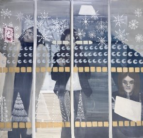 Advent – Výzdoba, 2023, akryl na plátně, 140 × 150 cm