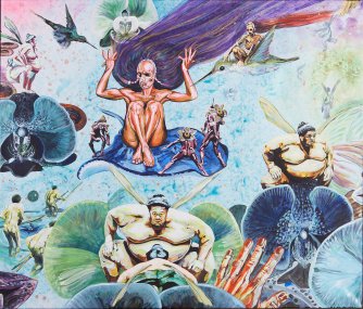 Barbora Šlapetová, Antropologie emocí 3., 2020–2022, akryl na plátně, 182 x 214 cm