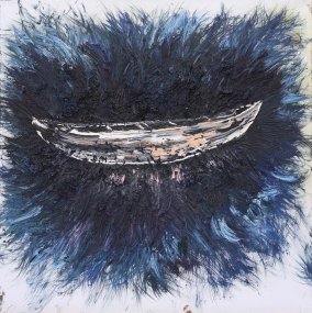 Pozbytí smyslu, 2025, olej na plátně, 100 x 100 cm